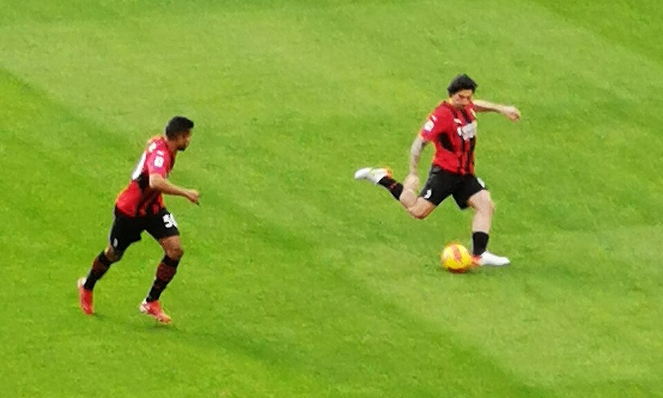 Junior Messias and Sandro Tonali in Milan-Sampdoria 2021-2022