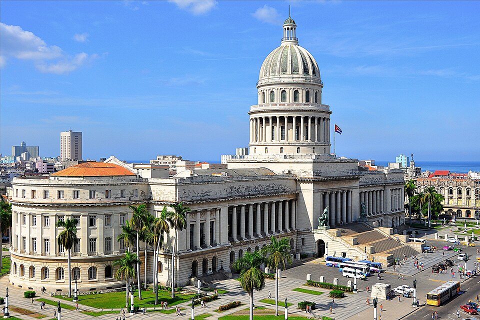 The Cuba State Capitol (El Capitolio) in Havana. The photo is taken from a nearby rooftop.