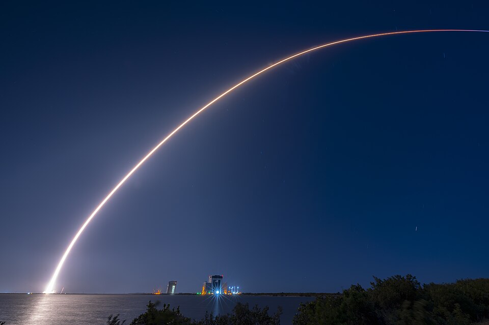 A Falcon 9 rocket carrying the Blue Ghost lander launches from Launch Complex-39A at Kennedy Space Center, Florida, Jan. 15, 2025. Once deployed the Blue Ghost lander will begin its 45-day journey to the moon, where it will land for NASA to perform numerous science and technology demonstrations, inc