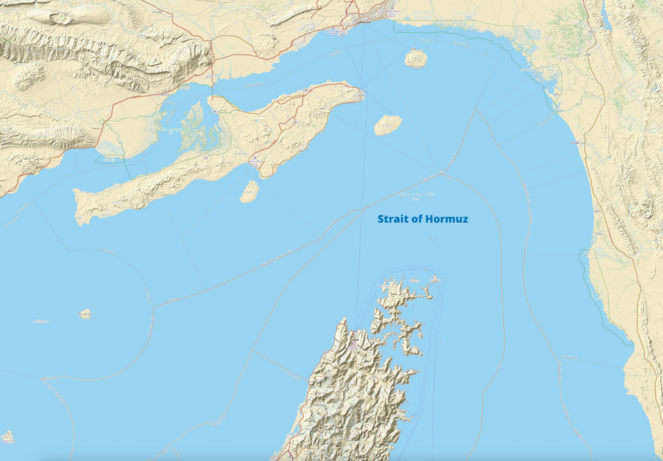 Strait of Hormuz topographic map