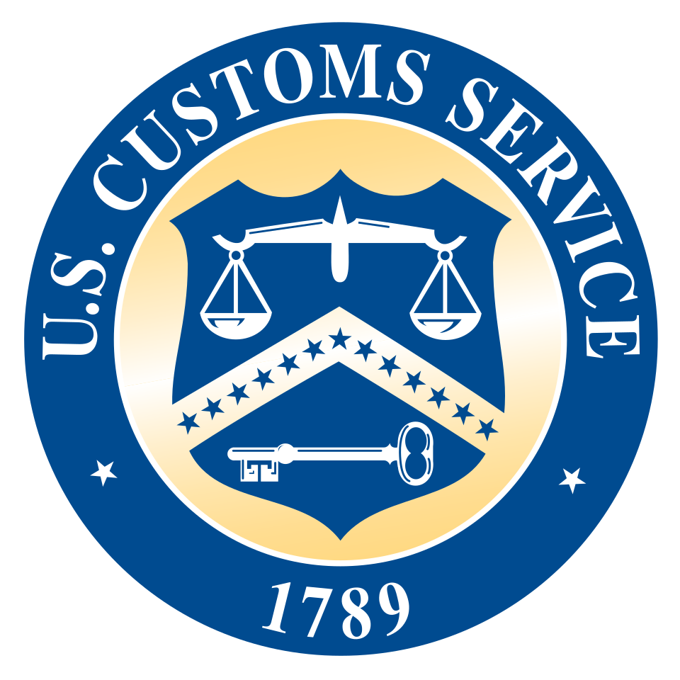 Seal of the United States Customs Service, when it was part of the Department of the Treasury.  The service has since been reorganized and split up into two agencies under the Department of Homeland Security, mainly the U.S. Customs and Border Protection.  The design is the same as the Treasury seal