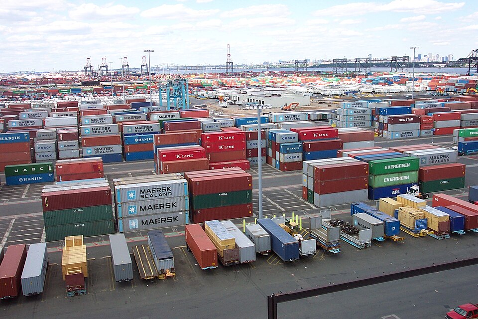 Thousands of shipping containers at the terminal at Port Elizabeth, New Jersey. Image ID: line3174, America's Coastlines Collection