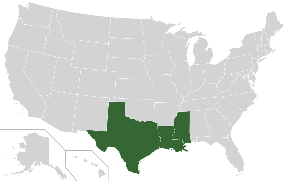Map of the 5th Circuit United States Court of Appeals