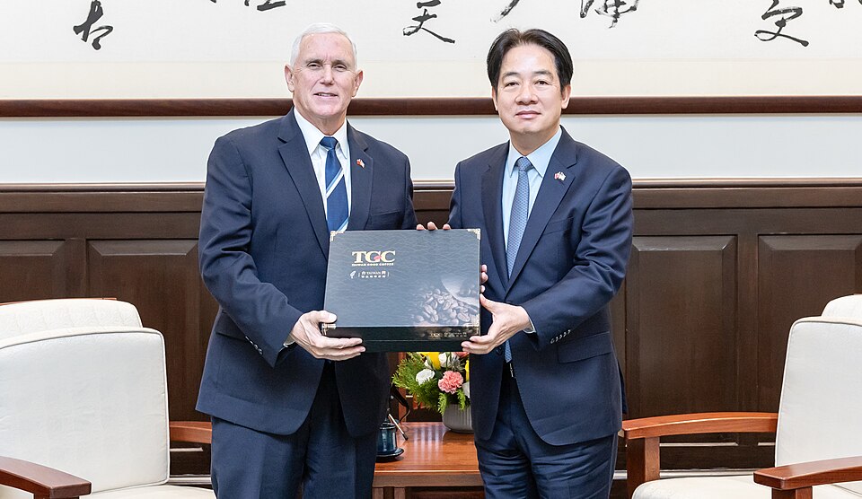 Former US Vice President Mike Pence meeting with Taiwan President William Lai in January 2025 at the Office of the President of Taiwan.
