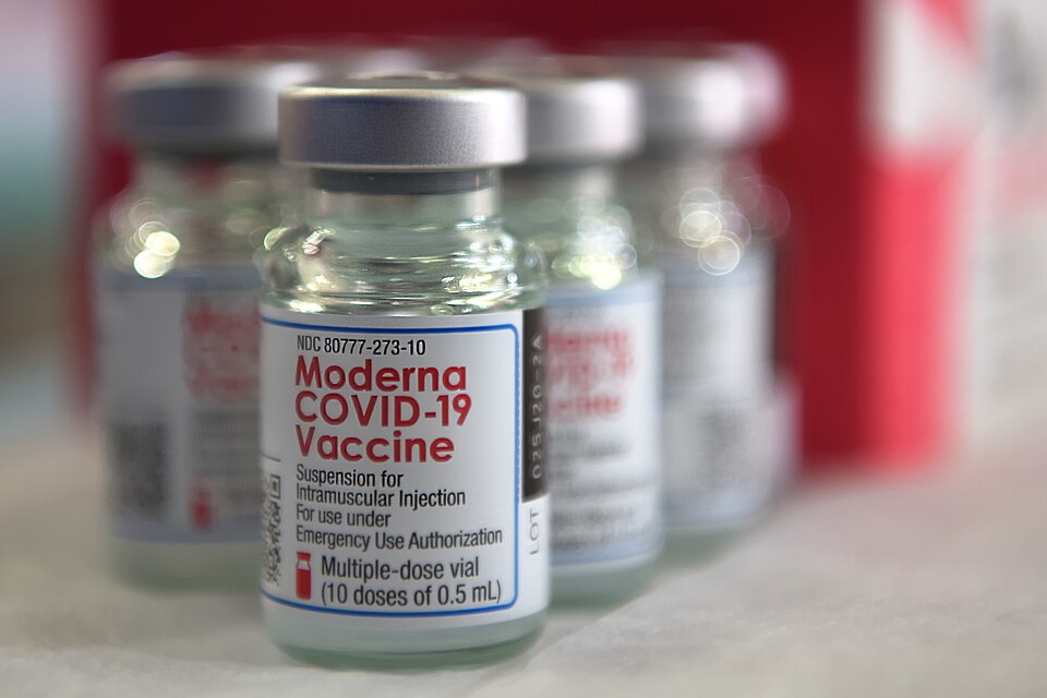 Vials containing the Moderna COVID-19 vaccine sit on a table in preparation for vaccinations at Kadena Air Base, Japan, Jan. 4, 2021. As part of the DoD strategy for prioritizing, distributing and administering the COVID-19 vaccine, those providing direct medical care and emergency services will be