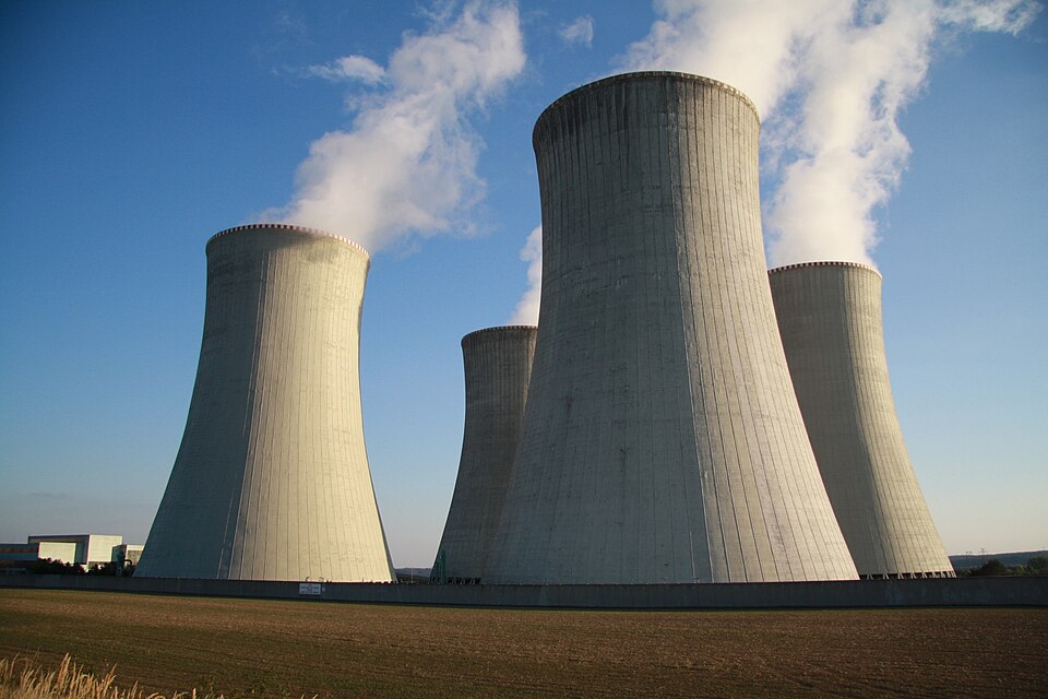 Cooling towers of Dukovany Nuclear Power Plant in Dukovany, Třebíč District.