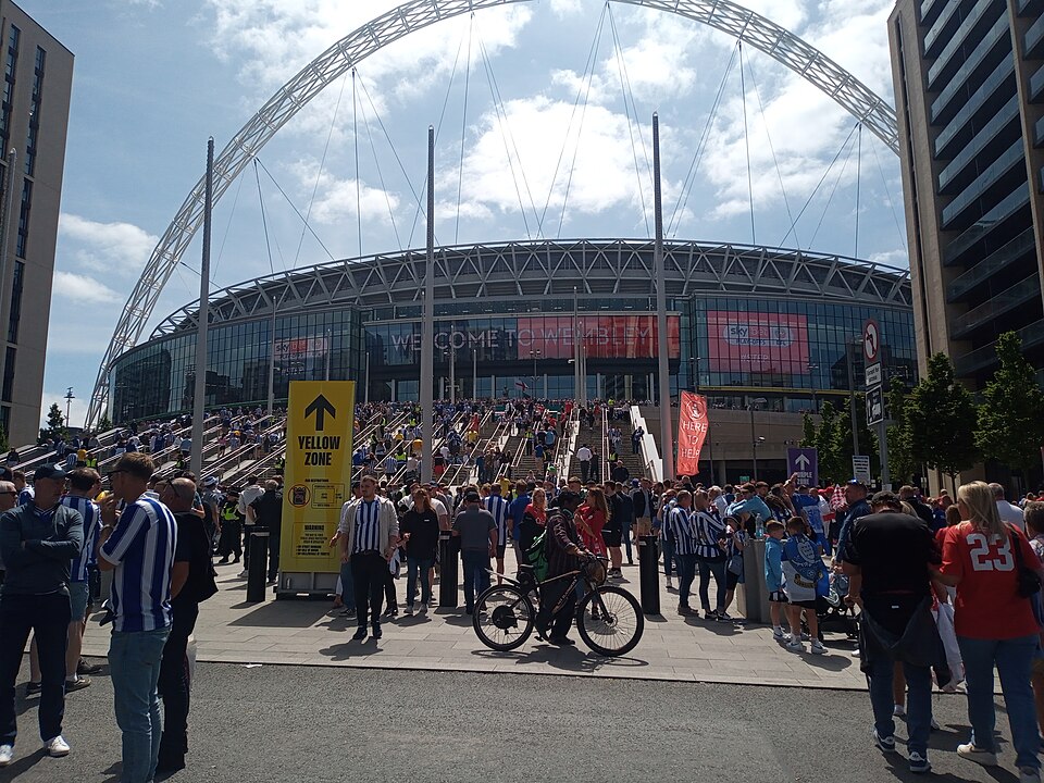 Sheffield Wednesday and Barnsley fans outside Wembley before the 2023 EFL league one playoff final 29th May 2023