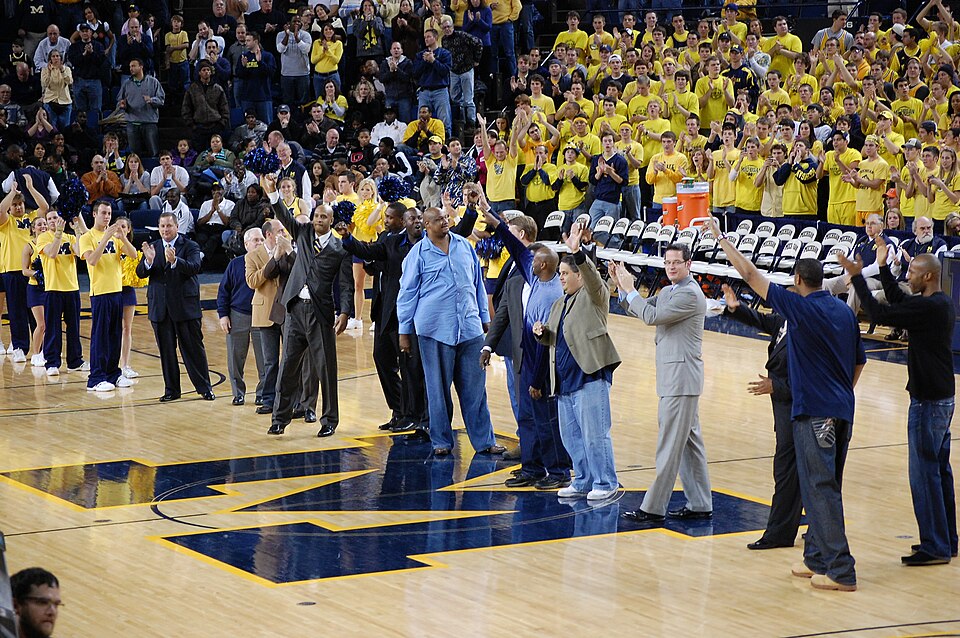 Members of the 1989 NCAA Tournament winning Michigan Wolverines basketball team honored before a home game against Ohio State at Crisler Arena, Ann Arbor, MI on January 17, 2009