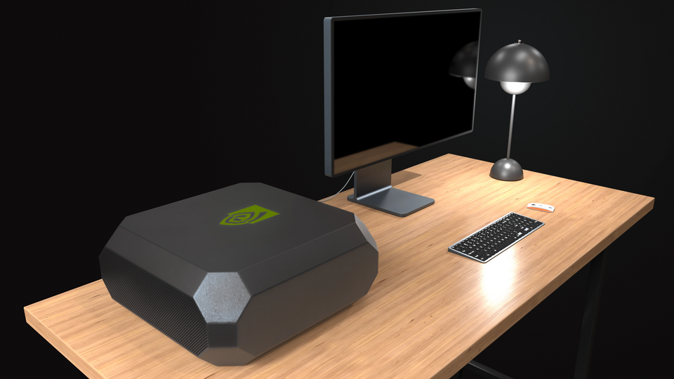 3D sketch of an NVIDIA GPU workstation designed in Sketchup and rendered in V-Ray. Hopefully NVIDIA makes an NVIDIA operating system and GPU workstations.