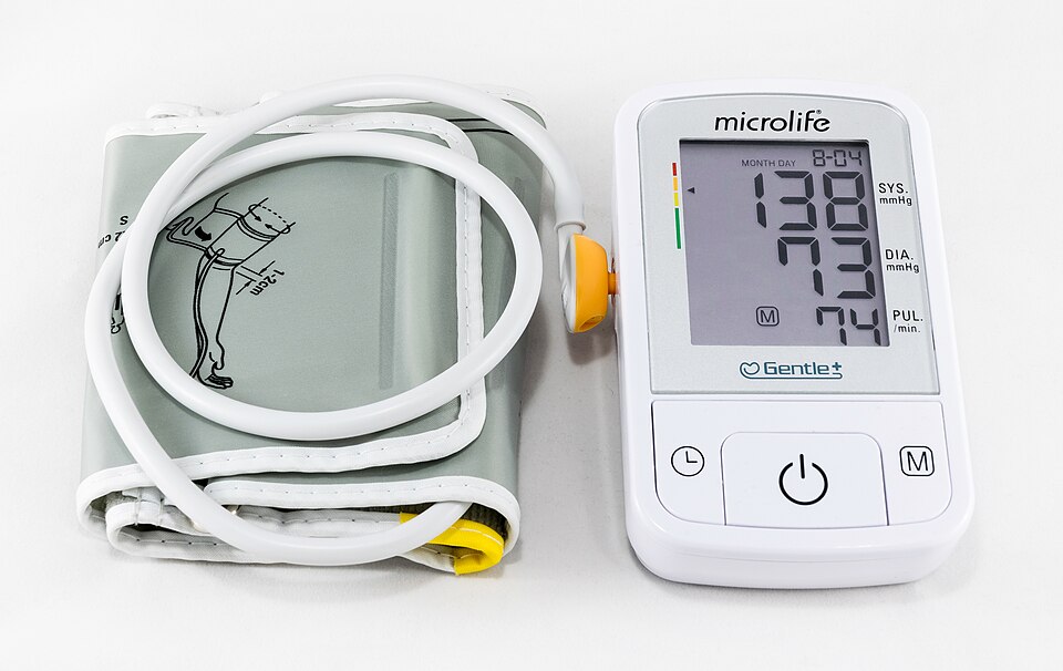 Electronic sphygmomanometer, result of measurement is 138/73 mm Hg