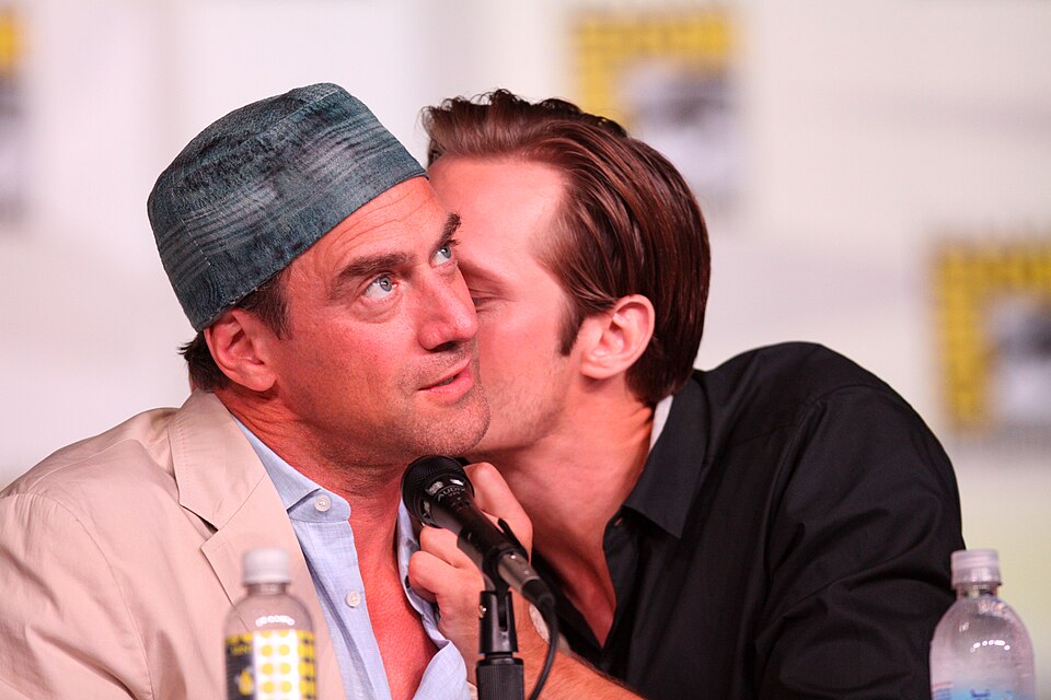 Chris Meloni &amp; Alexander Skarsgard speaking at the 2012 San Diego Comic-Con International in San Diego, California.

Please attribute to Gage Skidmore if used elsewhere.