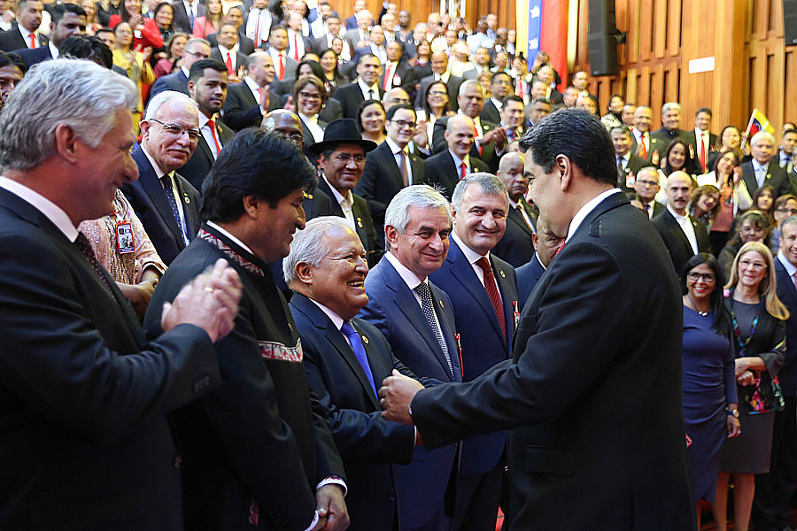 The President of El Salvador greets Maduro at 2019 inauguration