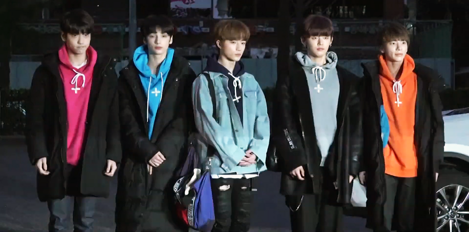 TXT at arriving at a rehearsal for KBS' Music Bank on March 8, 2019
