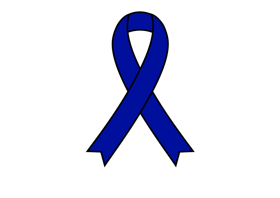 Blue awareness ribbon icon with outline for colon cancer awareness, child abuse awareness and prevention and ME/CFS awareness