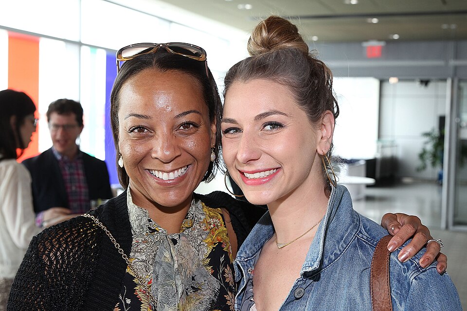 WASHINGTON, DC - MAY 04:  Tekedra Mawakana (L), VP and Global Public Policy, Yahoo, and Emily Tisch Sussman, Campaign Director, Center for American Progress, attend the Yahoo News/Tumblr White House Correspondents Dinner Brunch at The Newseum on May 4, 2014 in Washington, DC.  (Photo by Paul Morigi/