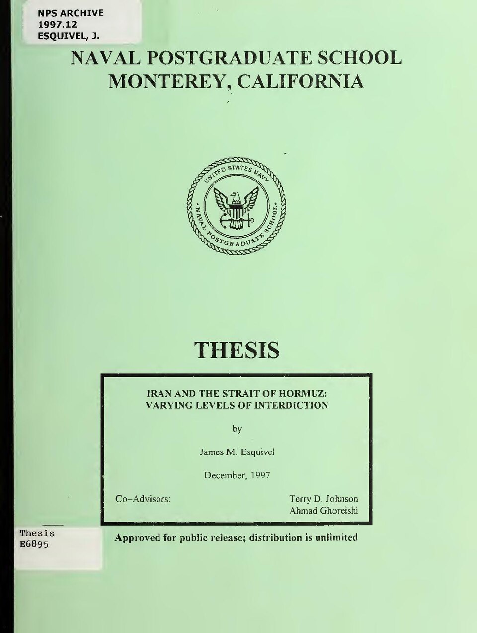 "December 1997."
Thesis advisor(s): Terry D. Johnson, Ahmad Ghoreishi
Thesis (M.A. in National Security Affairs)--Naval Postgraduate School, December 1997
Includes bibliographical references (p. 67-73)
Iran's rearmament program has invited an array of interpretations of its current military capabili