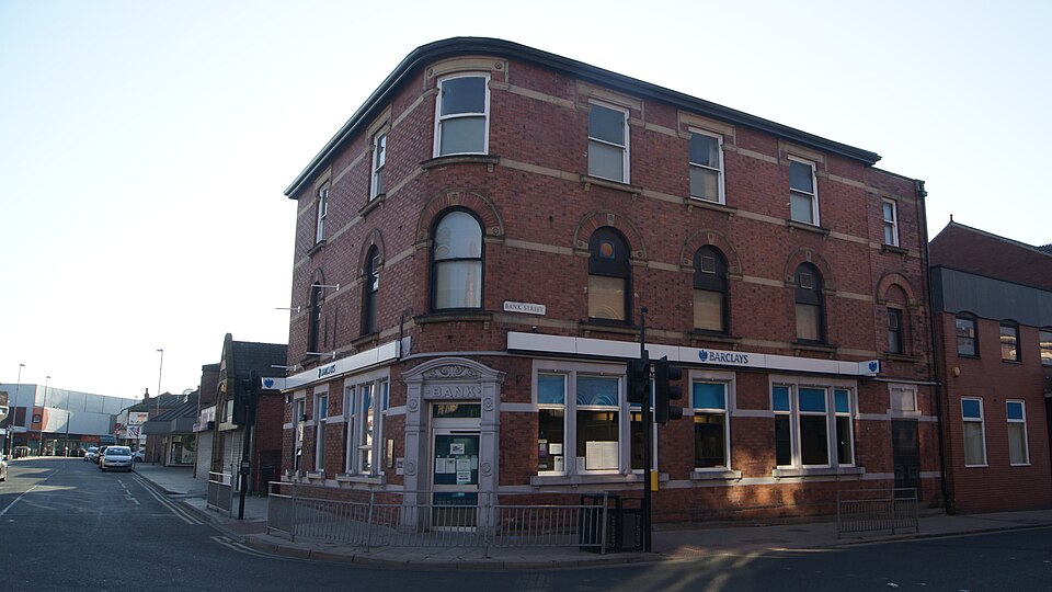 Barclays, Bank Street, Castleford, West Yorkshire.  Taken on the evening of Monday the 1st of June 2020.