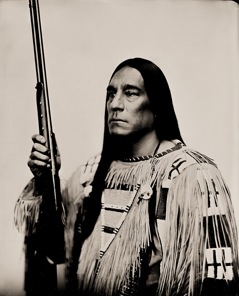 Michael Adam Spears "Buffalo Spider", Teton Secangu / Lakota, captured for the first time in the historic wet plate collodion process of silver on glass for the series “Northern Plains Native Americans: A Modern Wet Plate Perspective”.  Michael played the young boy "Otter" in the movie "Dances with