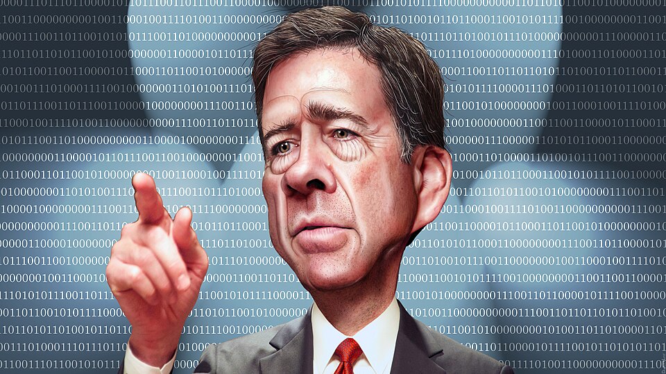 James Brien Comey, Jr., aka James Comey, is the seventh and current Director of the Federal Bureau of Investigation. He was formerly on the board of directors of HSBC Holdings.

This caricature of James Comey was adapted from a photo in the public domain from the Federal Bureau of Investigation.