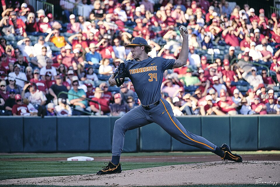 Garrett Crochet pitching for Tennessee in 2019