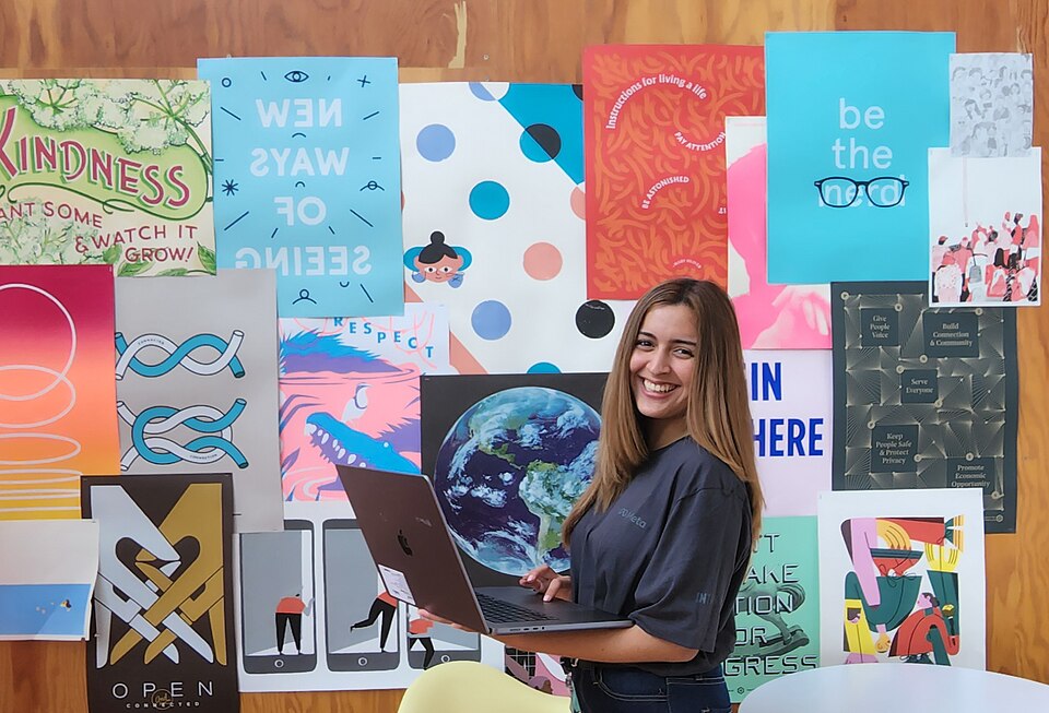 Paraguayan entrepreneur and user experience designer Diana Vicezar at Meta headquarters in Menlo Park, CA.