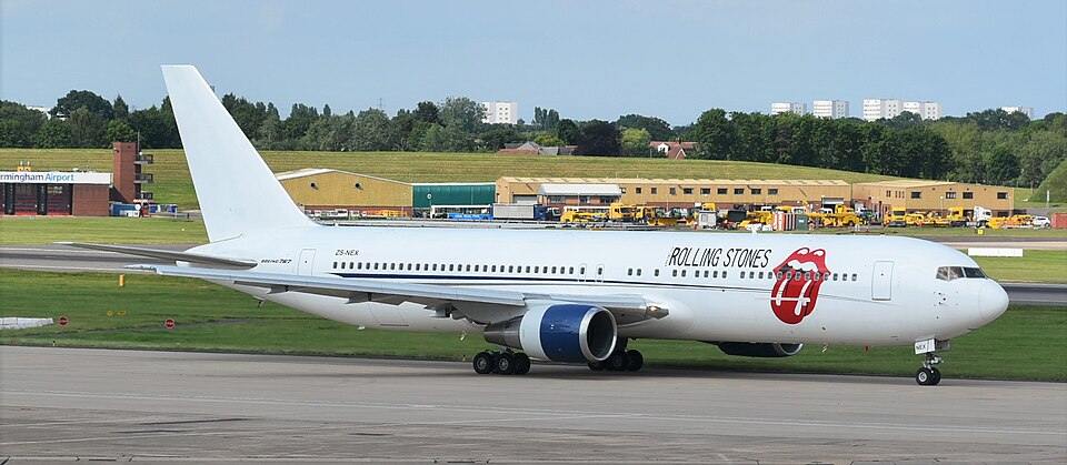 Boeing 767/3 of Aeronexus Corporation,in spl."Rolling Stones," titles at Birmingham-BHX, 03/06/18.