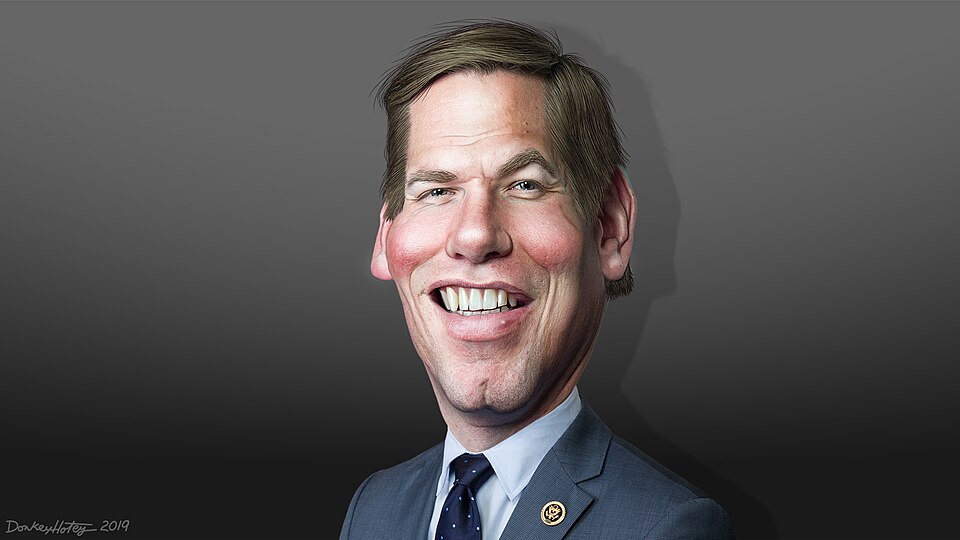 Eric Michael Swalwell Jr., aka Eric Swalwell, is the US Representative for California's 15th congressional district. He is a member of the Democratic Party. Swalwell is running for the Democratic nomination for President of the United States in 2020. 

This caricature of Eric Swalwell was adapted fr