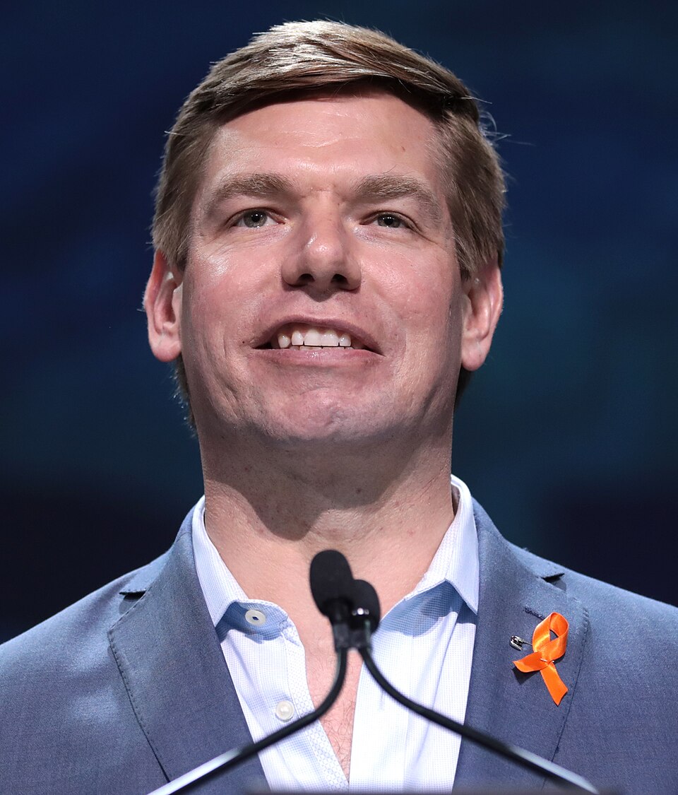 U.S. Congressman Eric Swalwell speaking with attendees at the 2019 California Democratic Party State Convention at the George R. Moscone Convention Center in San Francisco, California.

Please attribute to Gage Skidmore if used elsewhere.
