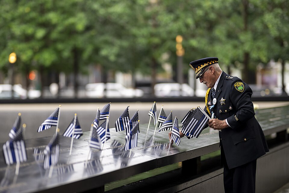 NEW YORK (September 11, 2023) Homeland Security Secretary Alejandro Mayorkas attends the 9/11 Anniversary Remembrance Ceremony at Ground Zero in New York City, New York. This year marks the 22nd anniversary of the terrorist attacks on the World Trade Center, Pentagon, and Shanksville, Pennsylvania.