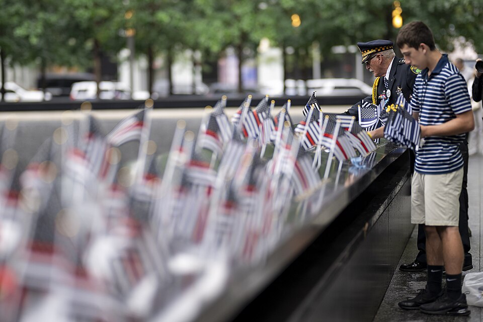 NEW YORK (September 11, 2023) Homeland Security Secretary Alejandro Mayorkas attends the 9/11 Anniversary Remembrance Ceremony at Ground Zero in New York City, New York. This year marks the 22nd anniversary of the terrorist attacks on the World Trade Center, Pentagon, and Shanksville, Pennsylvania.