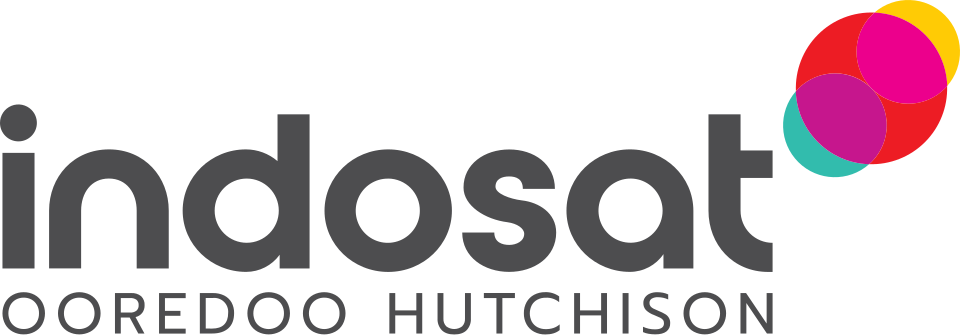 Logo of Indosat Ooredoo Hutchison, a telecommunications provider in Indonesia.