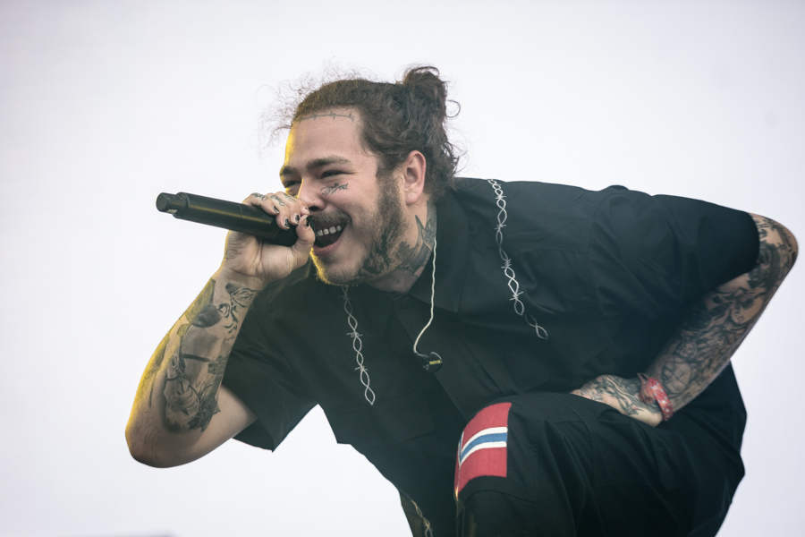 Post Malone at the main stage at Stavernfestivalen. The concert took place on 14. July 2018 in Stavern. Lineup:Post Malone (rap)