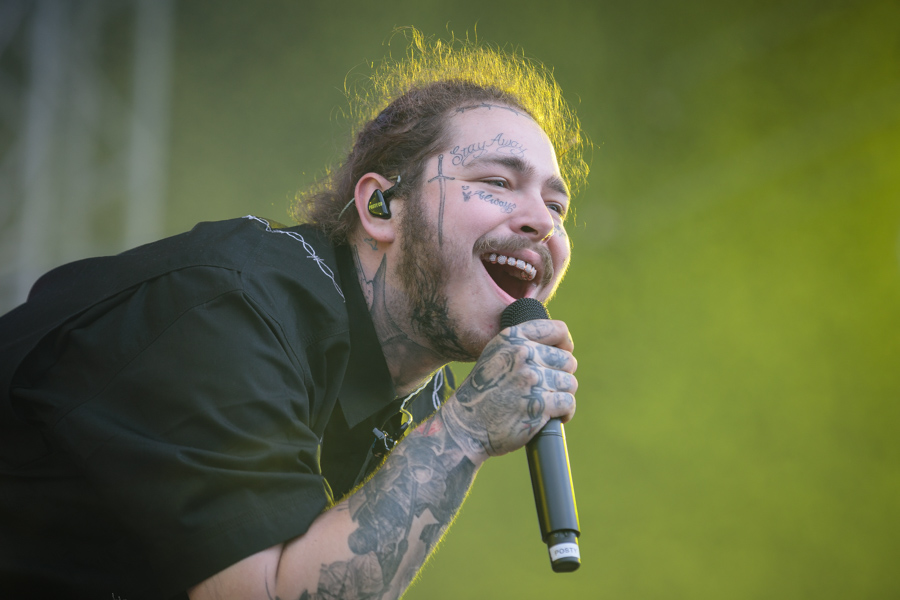 Post Malone at the main stage at Stavernfestivalen. The concert took place on 14. July 2018 in Stavern. Lineup:Post Malone (rap)
