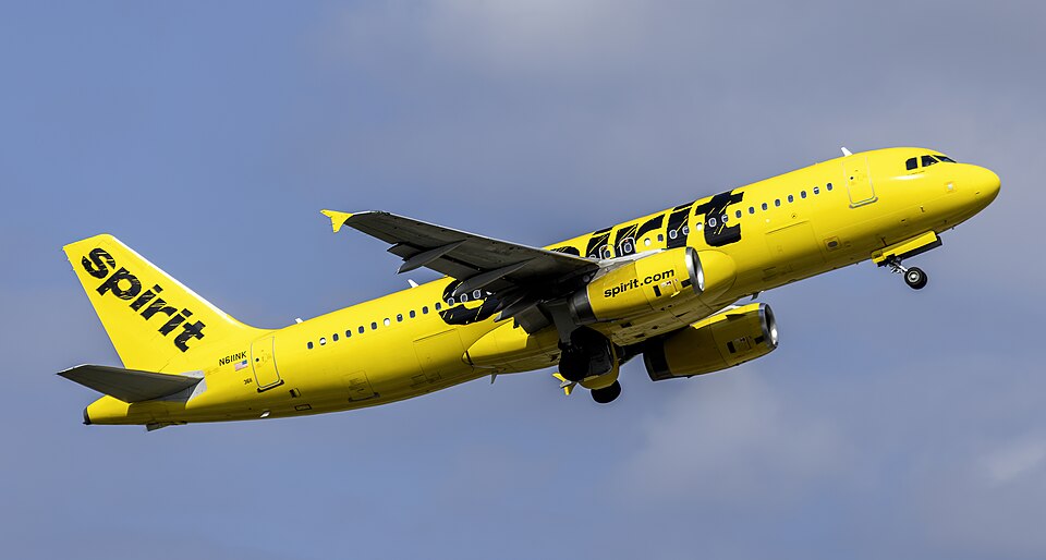 2012 Spirit Airlines Airbus A320 N611NK taking off at Baltimore-Washington International Thurgood Marshall Airport, Maryland, USA