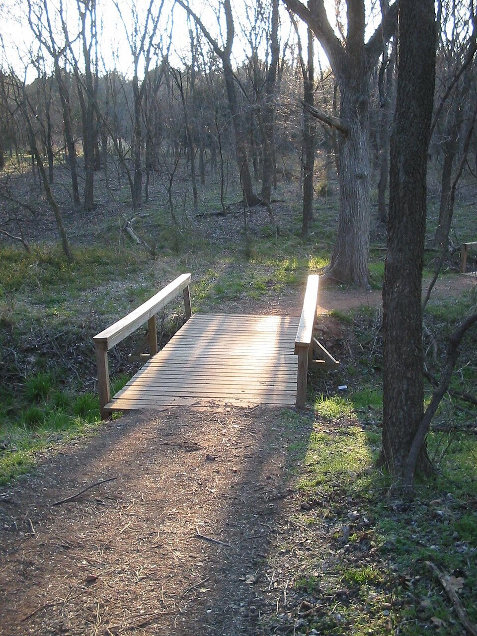 A foot bridge on a trail at Arcadia Lake near Edmond, in Oklahoma County, Oklahoma.