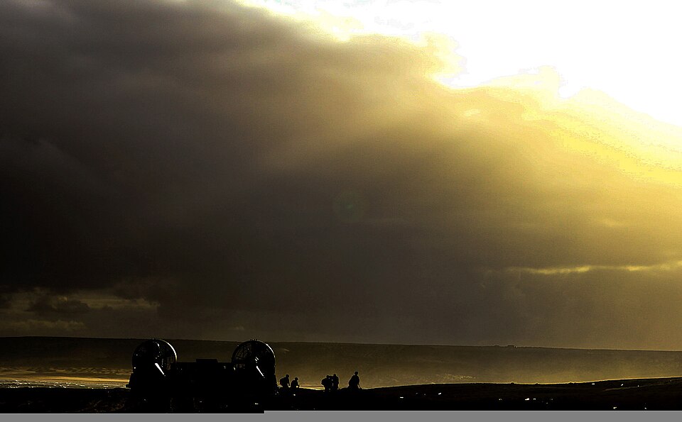 U.S. Marines exit a landing craft, air cushion in Cap Draa, Morocco, April 9, 2012, for a quick strike, indirect-fire mission during exercise African Lion 2012. African Lion is an annually scheduled joint/combined U.S.-Moroccan exercise sponsored by U.S. Africa Command and designed to promote intero