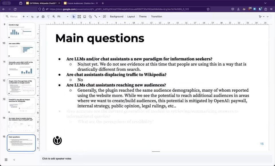 Recording of October 2023 Future Audiences open community office hours.
Project page



Transcription (machine generated)


1
00:00:03.580 --> 00:00:05.839
Liam Wyatt: All right. Hello, everyone.
2
00:00:05.890 --> 00:00:09.040
Liam Wyatt: My name is Liam Wyatt. I will be
3
00:00:09.100 -->