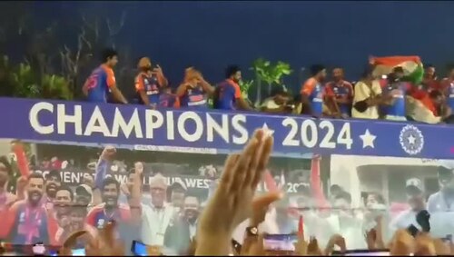 Team India Victory Parade: Rohit Sharma, Virat Kohli and rest of the T20 World Cup-winning Indian players have arrived at the Wankhede Stadium, having completed their victory parade which began from Nariman Point in Mumbai on Thursday. There was literally no space for fans to even walk as the bus mo