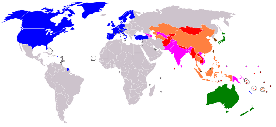 Asian Development Bank members with Developing stage marking