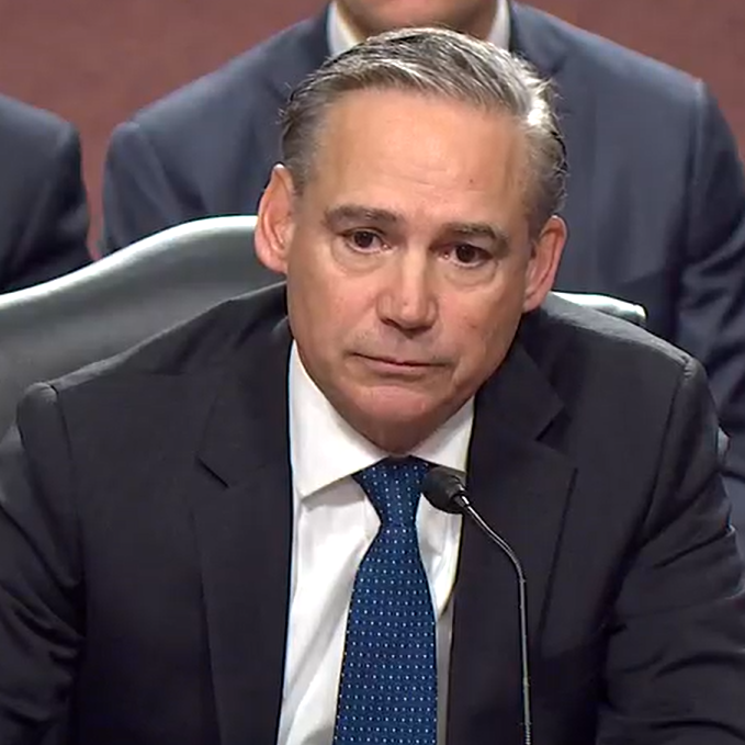 Boeing CEO Kelly Ortberg testifies in front of the Senate Committee on Commerce, Science, and Transportation on April 2, 2025.