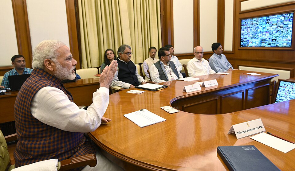 The Prime Minister, Shri Narendra Modi addressing the district collectors across the country via video-conference, on the theme of “New India – Manthan” in New Delhi on August 09, 2017.
