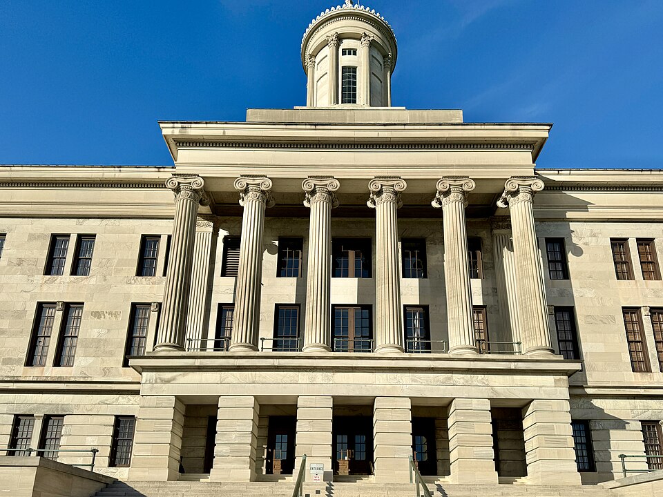 Built in 1845-1859, this Greek Revival-style building was designed by William Strickland for the State of Tennessee to serve as the seat of the seat of the state’s government.  The building was the first purpose-built permanent capitol building for Tennessee, constructed shortly after the city becam