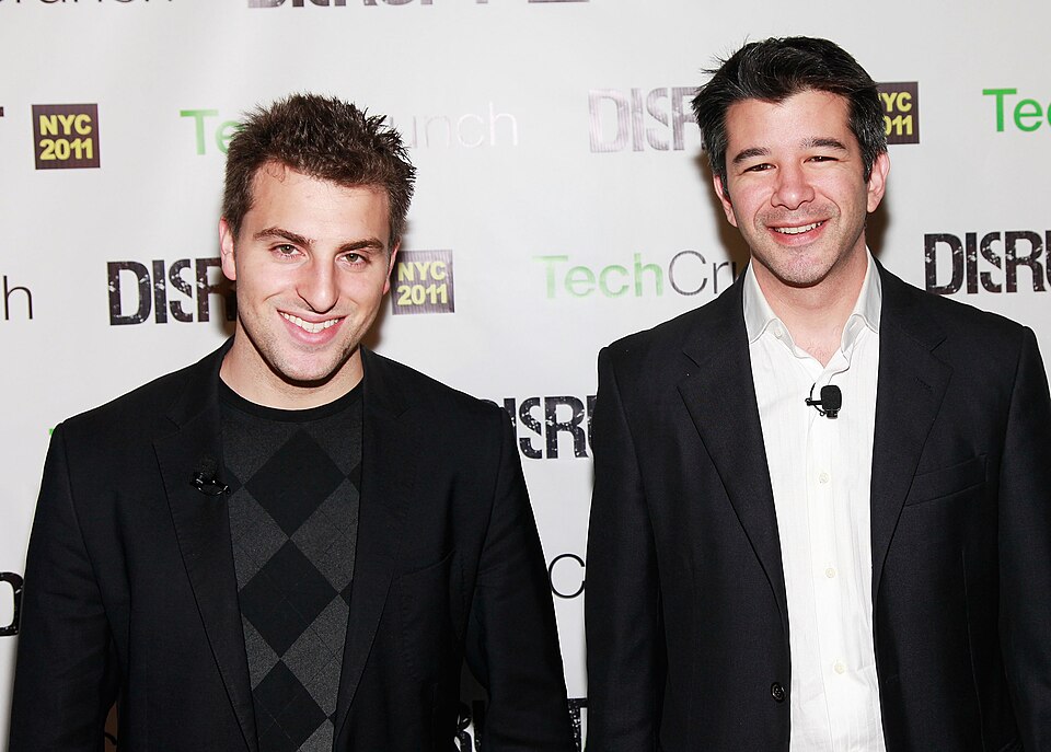 NEW YORK, NY - MAY 25:  Brian Chesky (L) and Travis Kalanick (R) attend TechCrunch Disrupt New York May 2011 at Pier 94 on May 25, 2011 in New York City.  (Photo by Charles Eshelman/Getty Images for AOL)