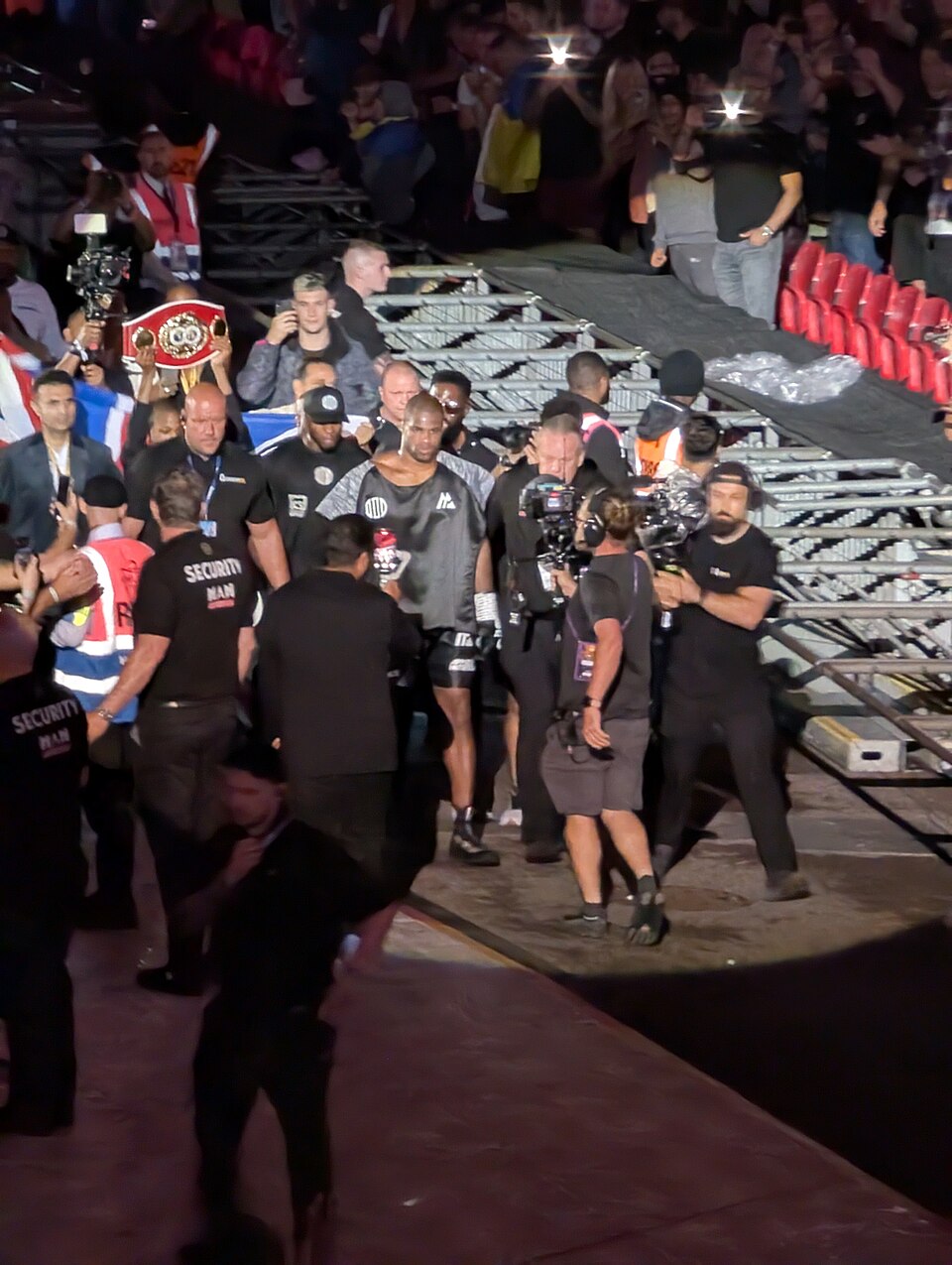 Daniel Dubois walking out in Wembley to fight Usyk