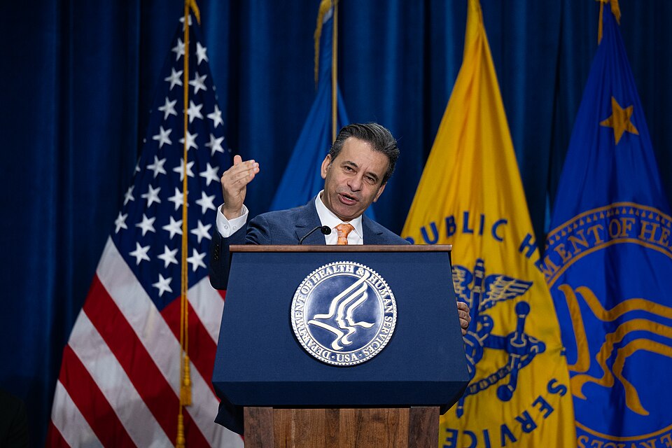 FDA Commissioner Marty Makary makes some remarks before introducing U.S. Health and Human Service (HHS) Secretary Robert F. Kennedy Jr. during the celebration of the unveiling of the new food pyramid at the HHS Headquarters, Washington D.C, Jan. 8, 2026.