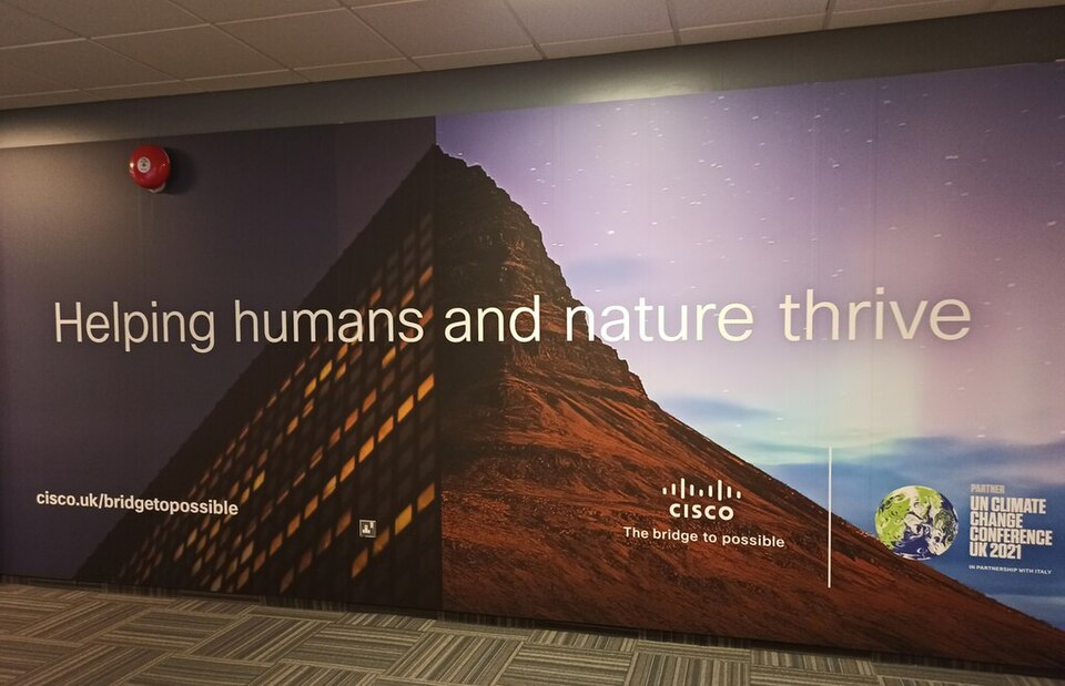 COP 26 advert at Glasgow Airport