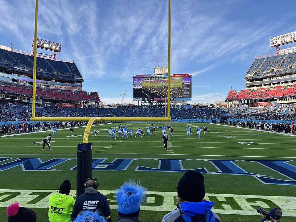 A Week 13 NFL game between the Jacksonville Jaguars and the Tennessee Titans at Nissan Stadium in Nashville, Tennessee on November 30, 2025. The Jaguars went on to beat the Titans 25-3. Taken from the south end zone in Section 123, Row C, with an iPhone 13 Pro.