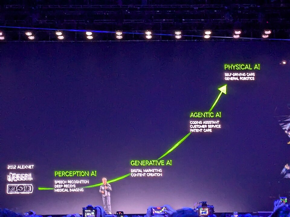 Jensen Huang lors de la Nvidia Keynote au salon d'innovation technologique CES 2025 à Las Vegas