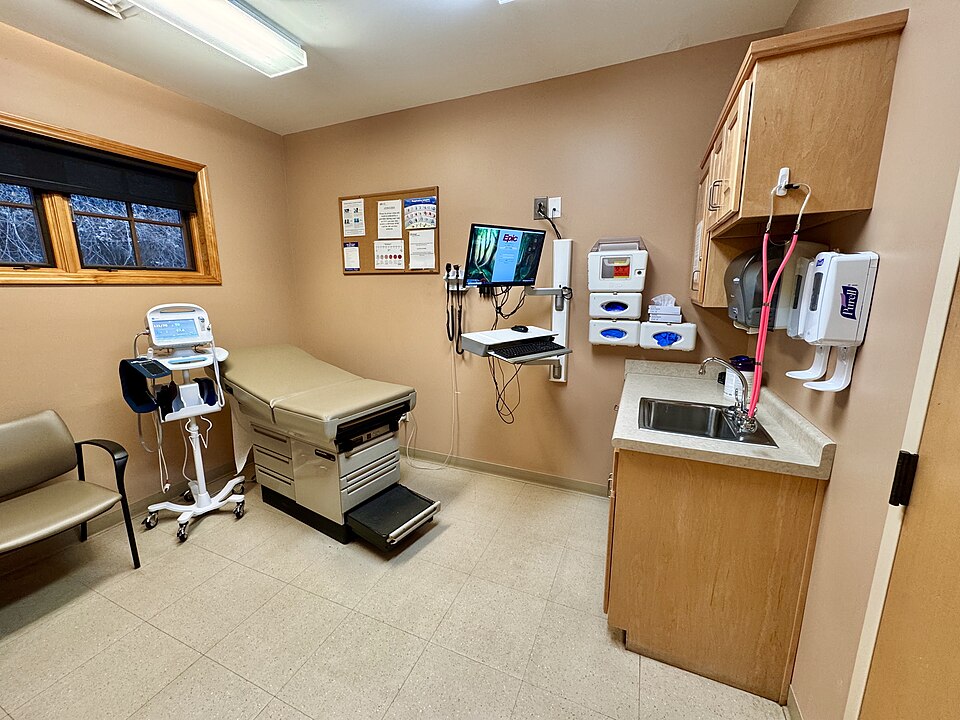 A patient exam room at an urgent care clinic and doctor’s office in North Carolina, United States