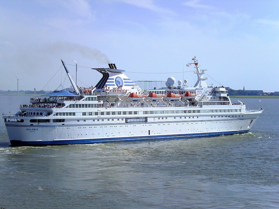 The cruise ship Delphin has cast off the Columbus Cruise Center in Bremerhaven, Germany